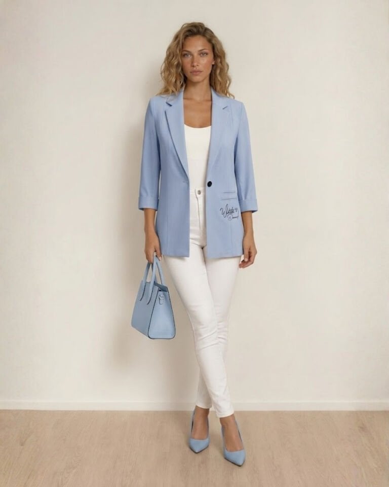 Sofia Yazlık Blazer Ceket - BUZ MAVİ