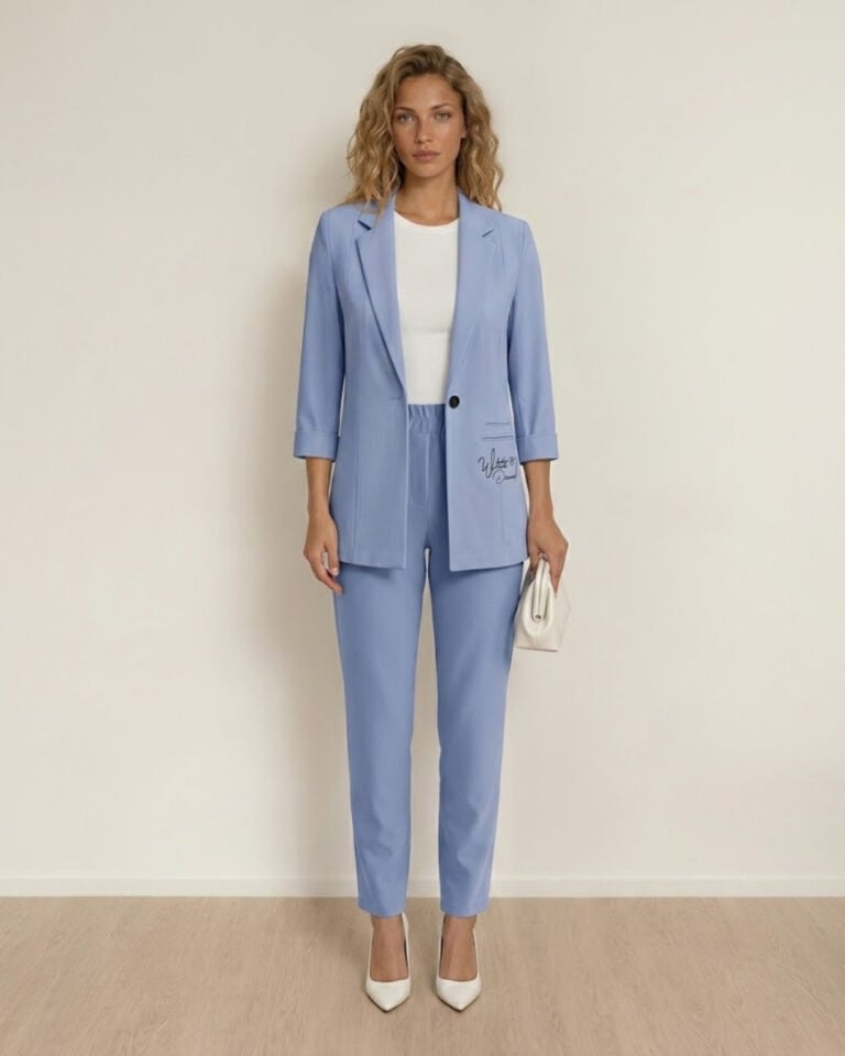 Sofia Yazlık Blazer Ceket & Pantolon Takım - BUZ MAVİ