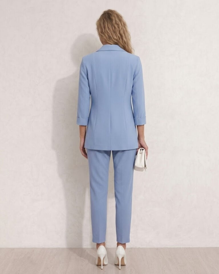 Sofia Yazlık Blazer Ceket & Pantolon Takım - BUZ MAVİ