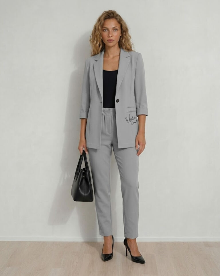 Sofia Yazlık Blazer Ceket & Pantolon Takım - GRİ