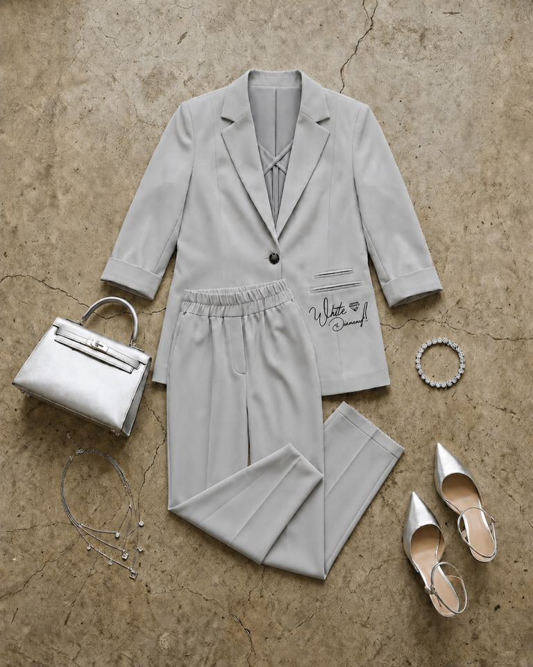 Sofia Yazlık Blazer Ceket & Pantolon Takım - GRİ